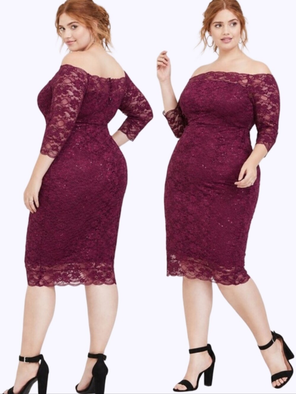 Torrid Burgundy Sequin Lace Off The Shoulder Bodycon Dress Plus Size 20 NEW